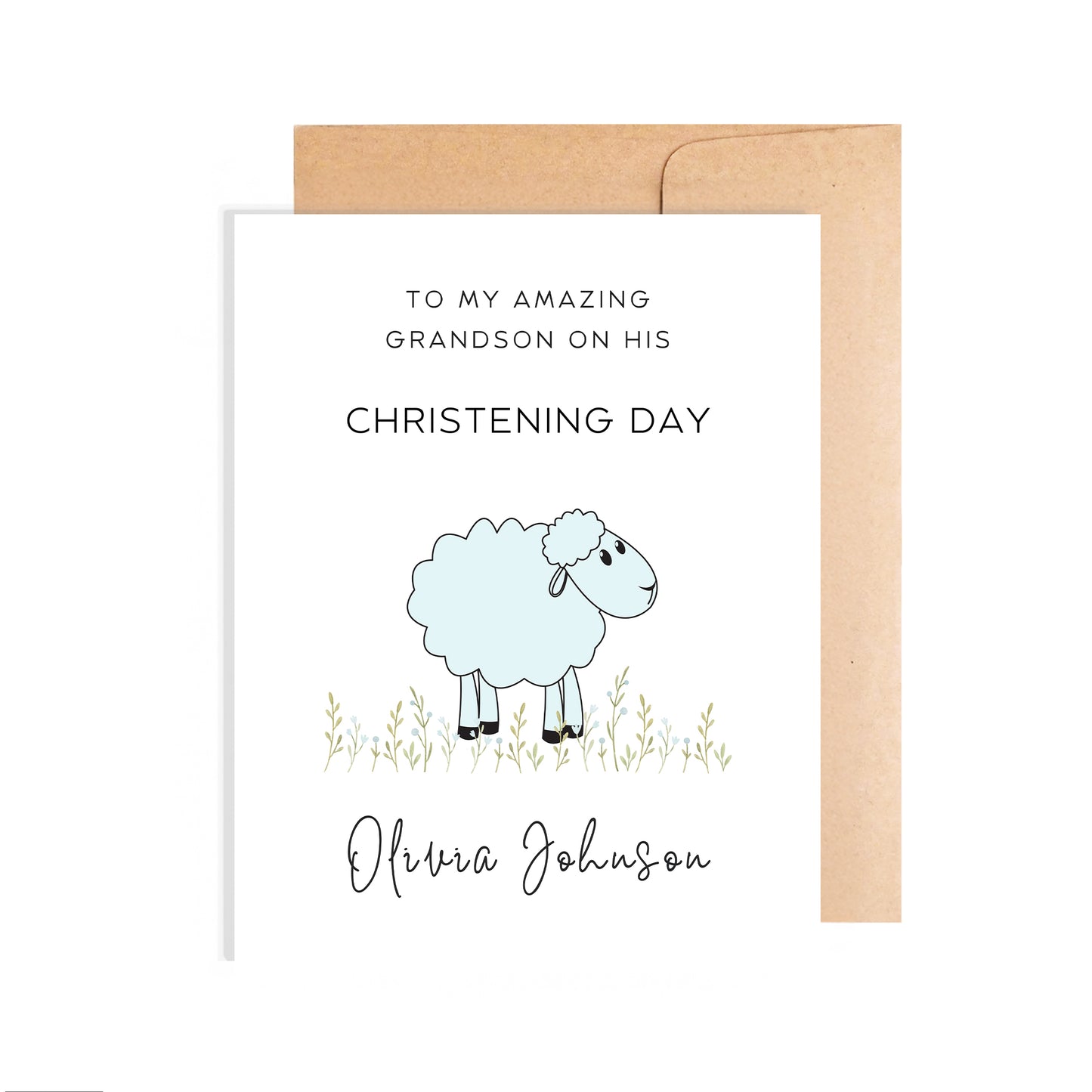 Personalized Christening Card for Grandson