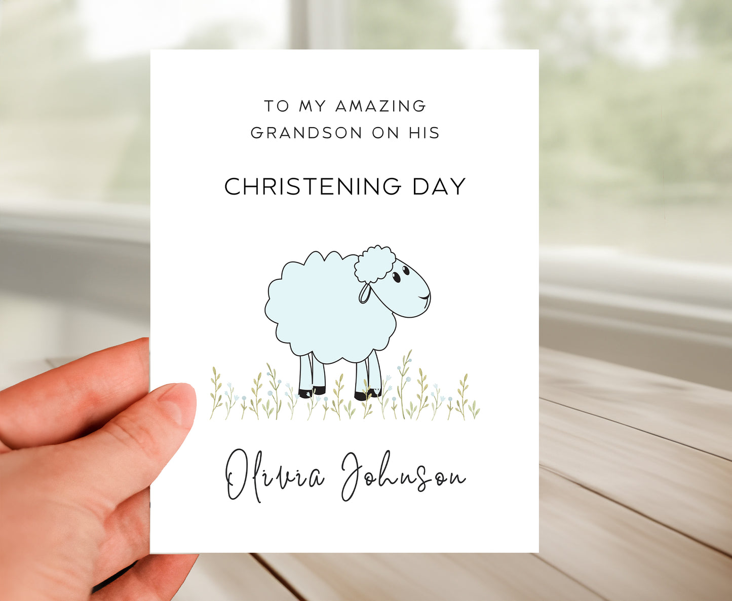 Personalized Christening Card for Grandson