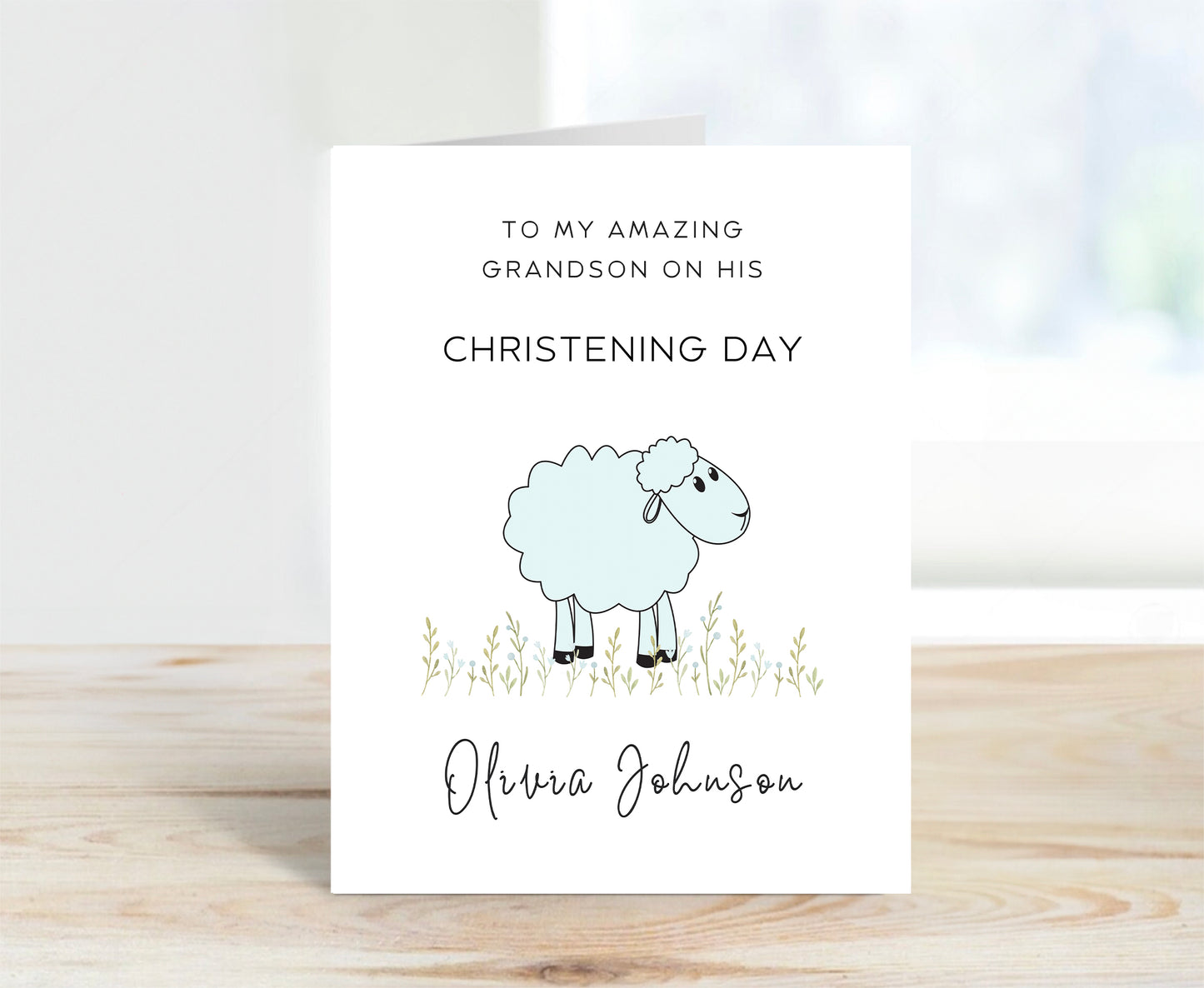 Personalized Christening Card for Grandson