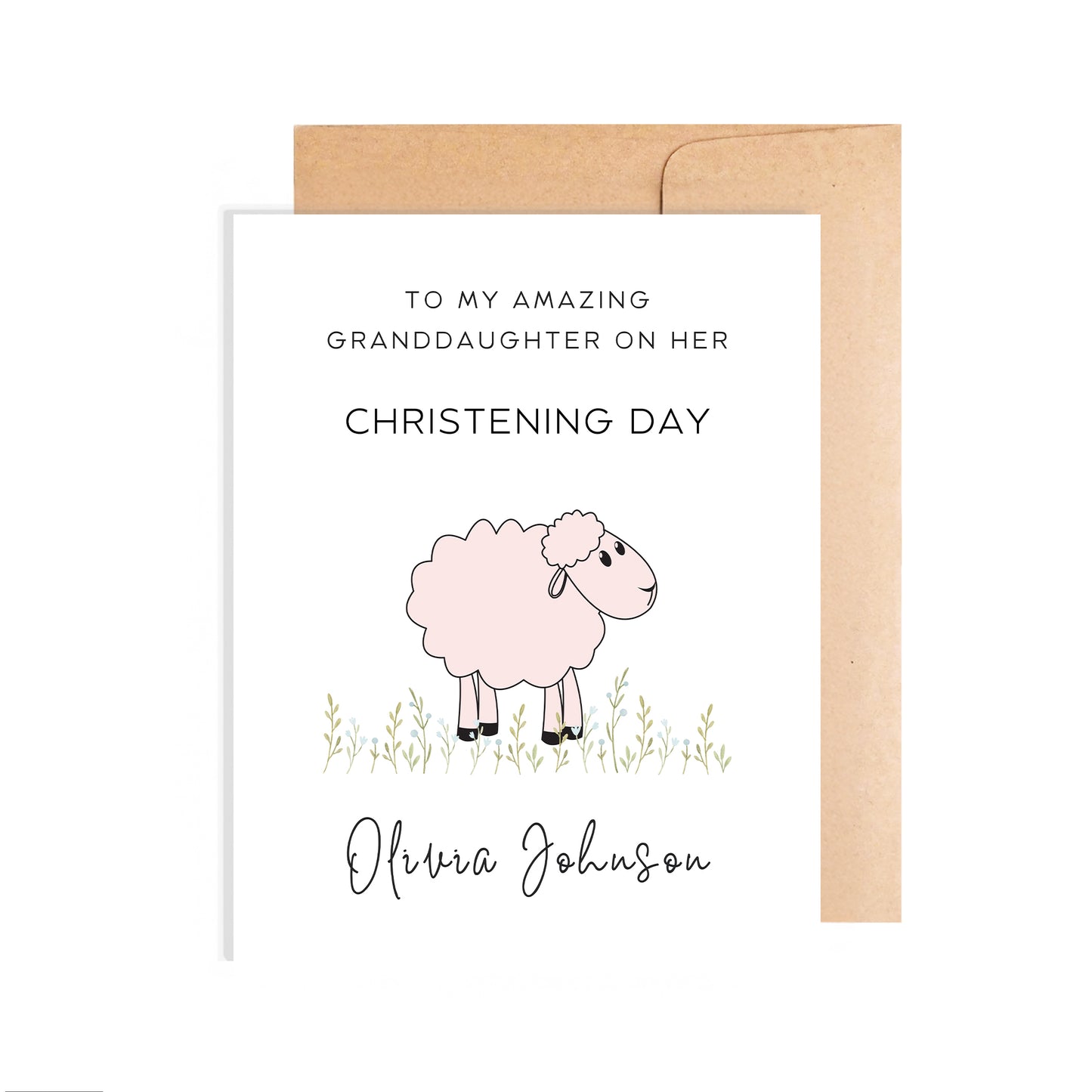Personalized Christening Card for Granddaughter