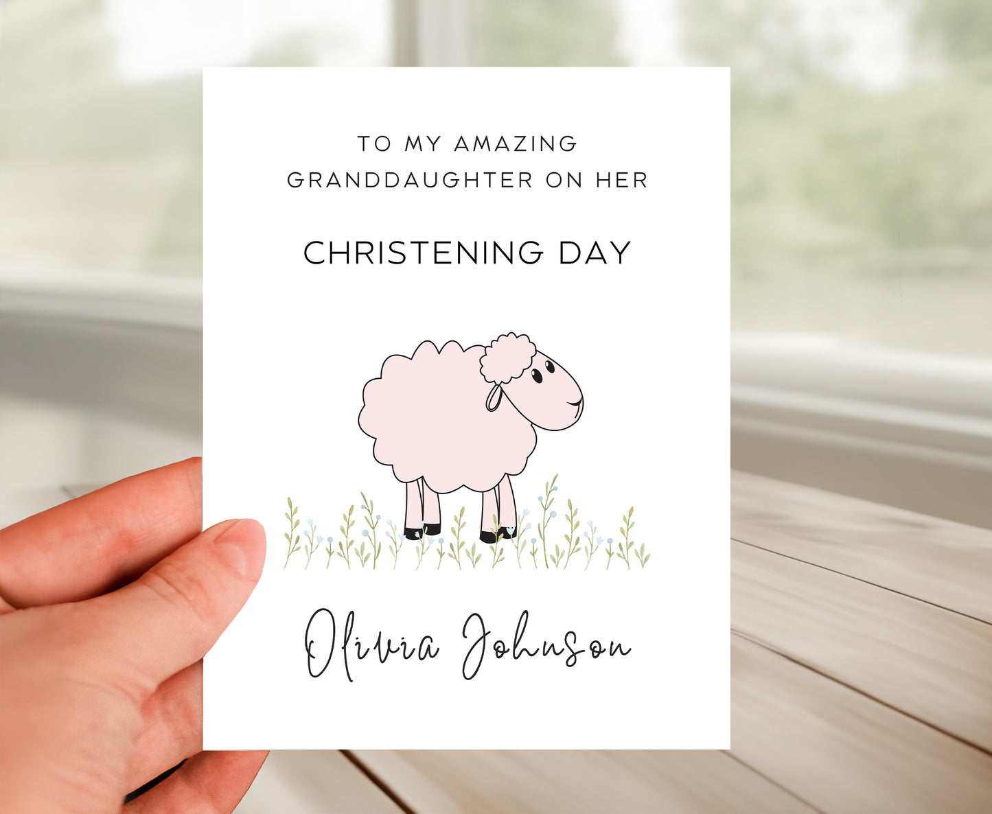 Personalized Christening Card for Granddaughter