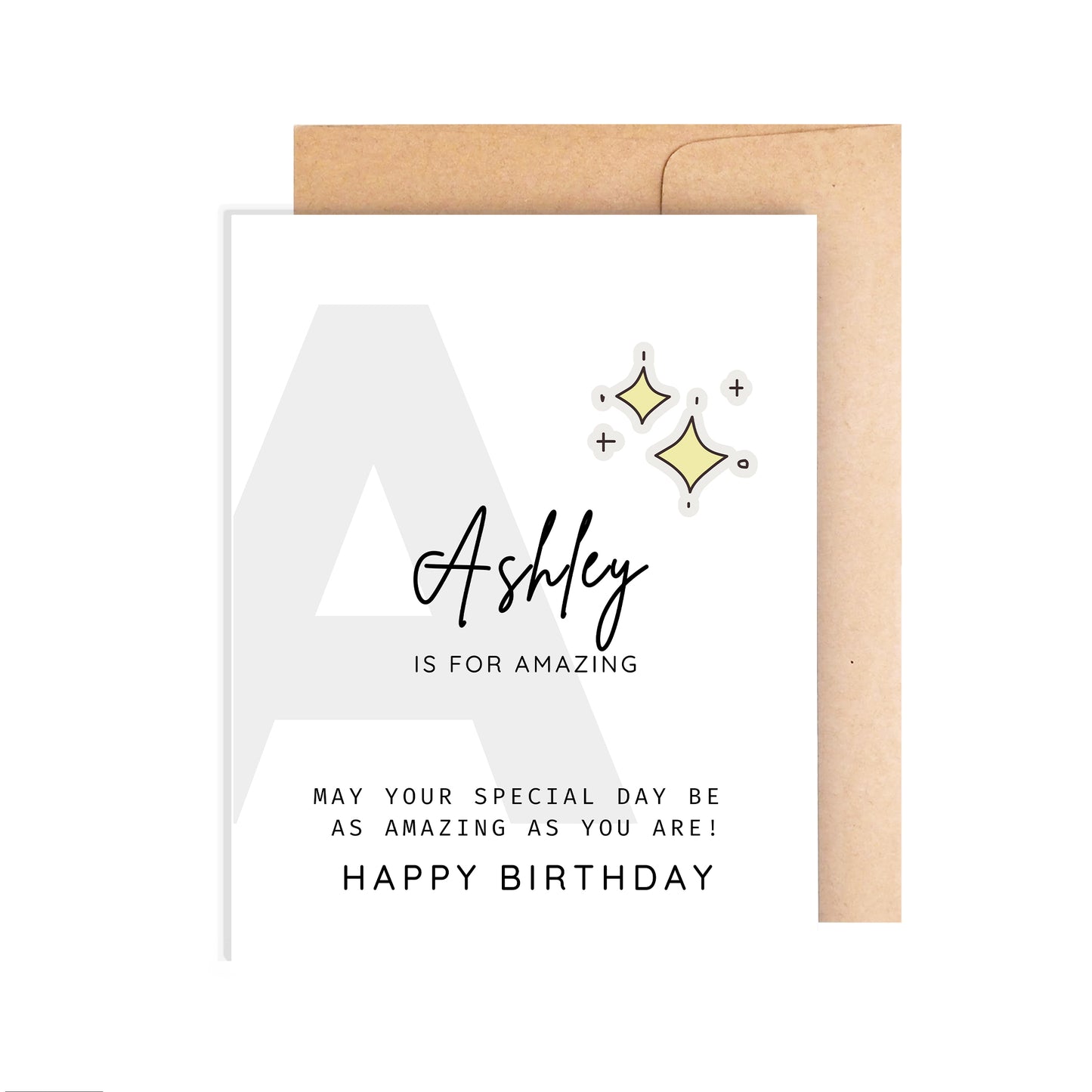 Personalized Birthday Card, Letter A Monogram