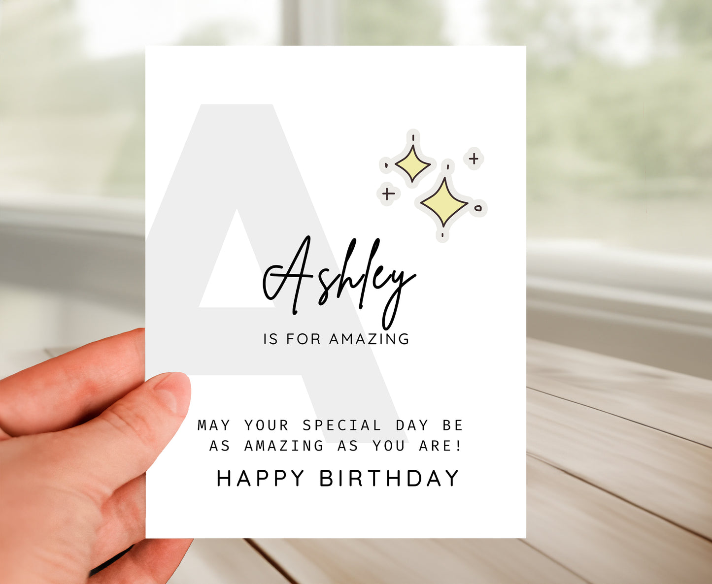 Personalized Birthday Card, Letter A Monogram