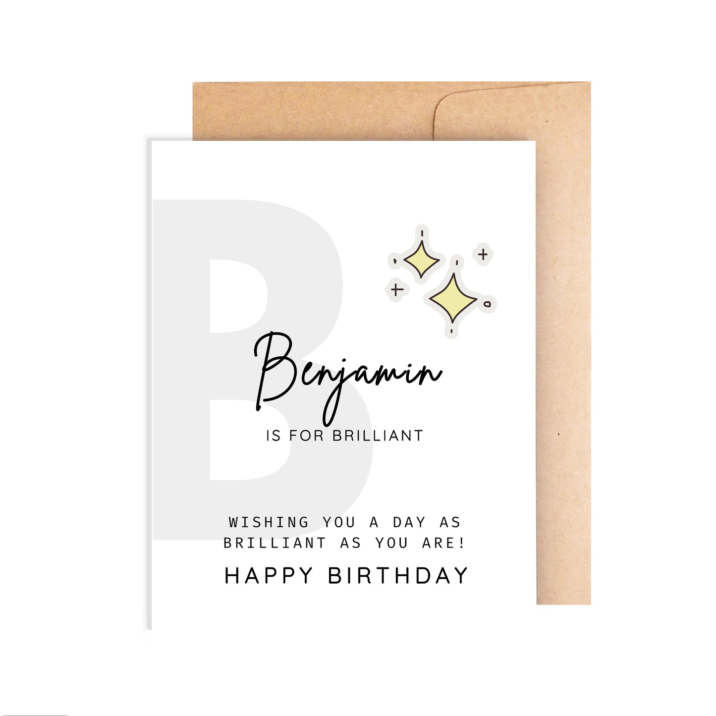 Personalized Birthday Card, Letter B Monogram