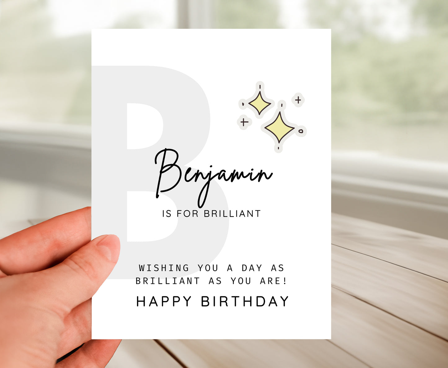 Personalized Birthday Card, Letter B Monogram