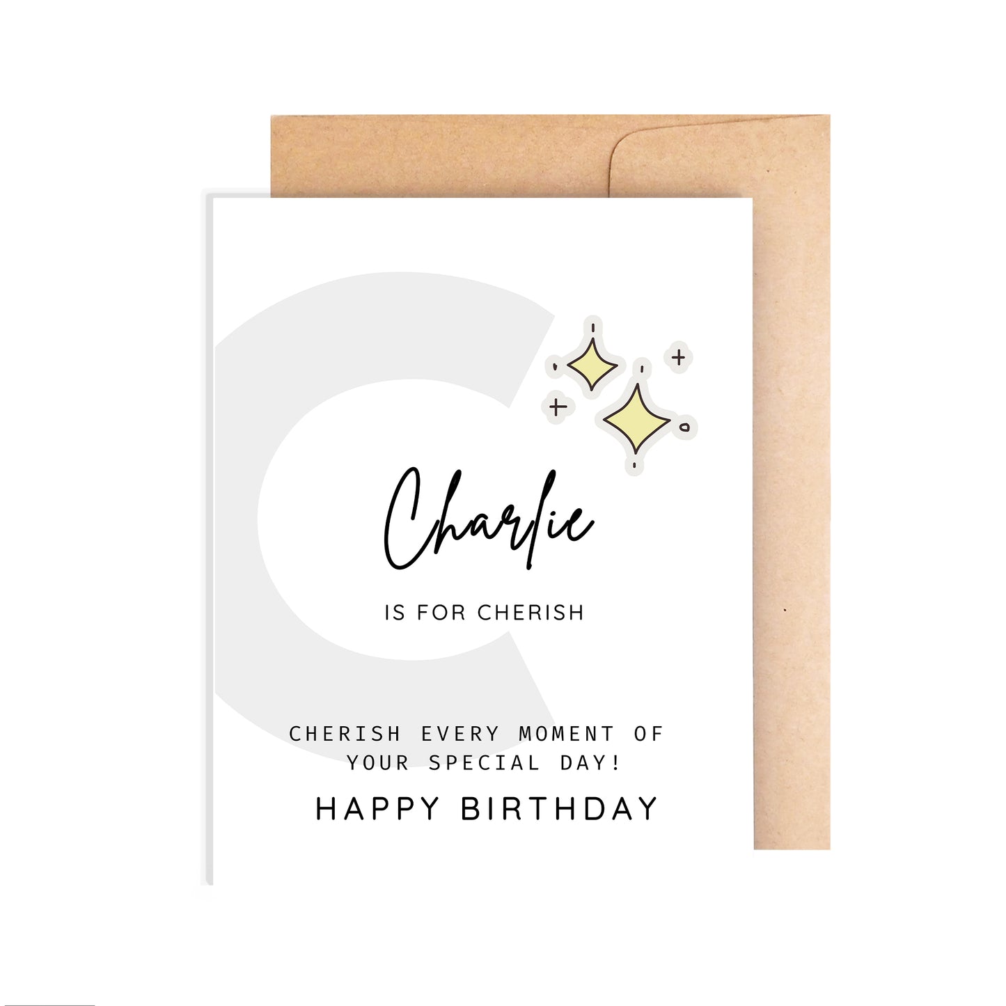 Personalized Birthday Card, Letter C Monogram