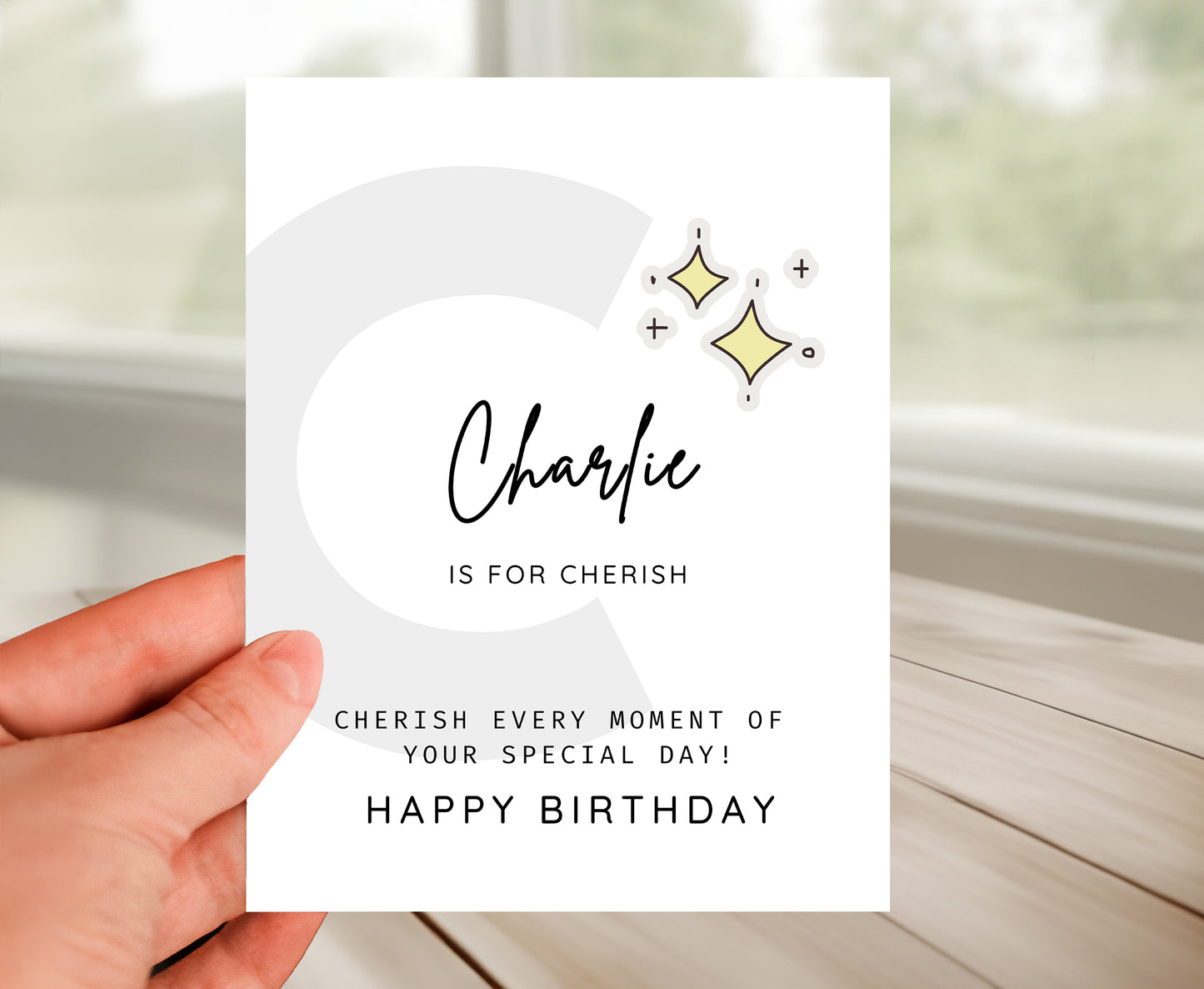 Personalized Birthday Card, Letter C Monogram