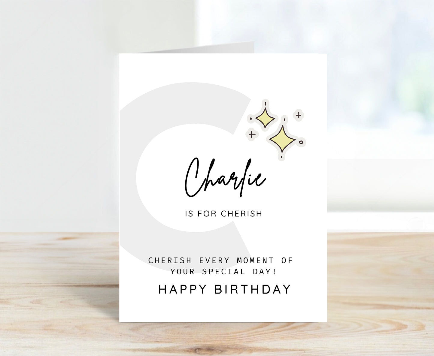 Personalized Birthday Card, Letter C Monogram