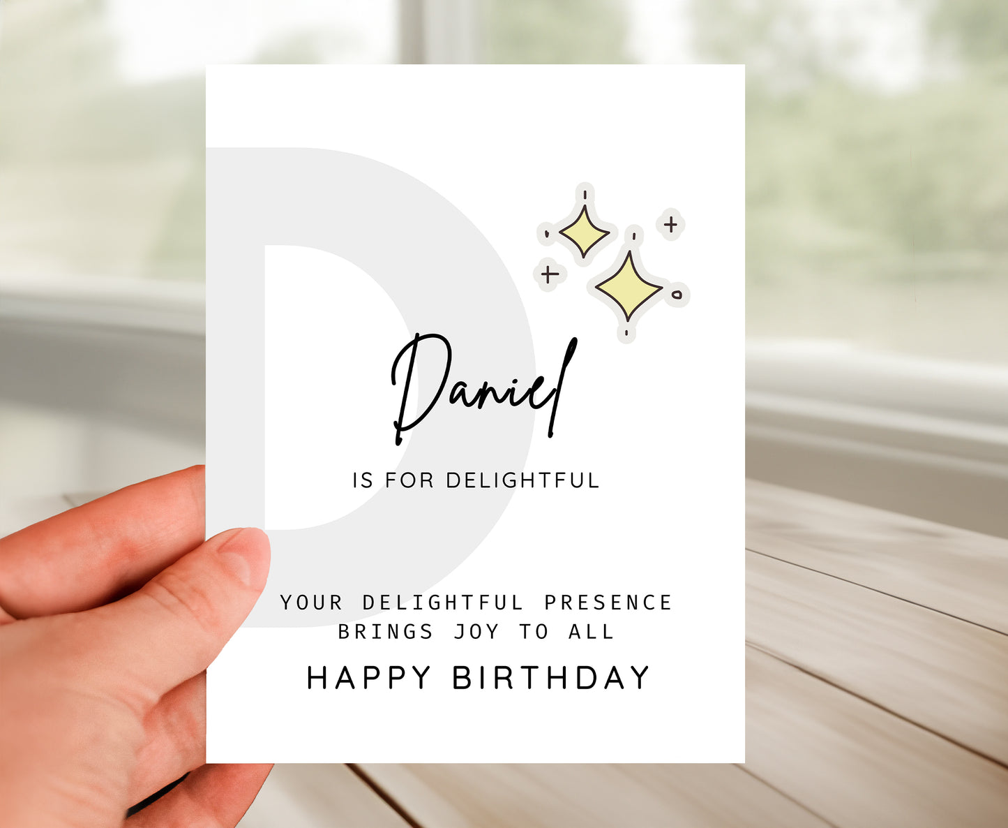 Personalized Birthday Card, Letter D Monogram