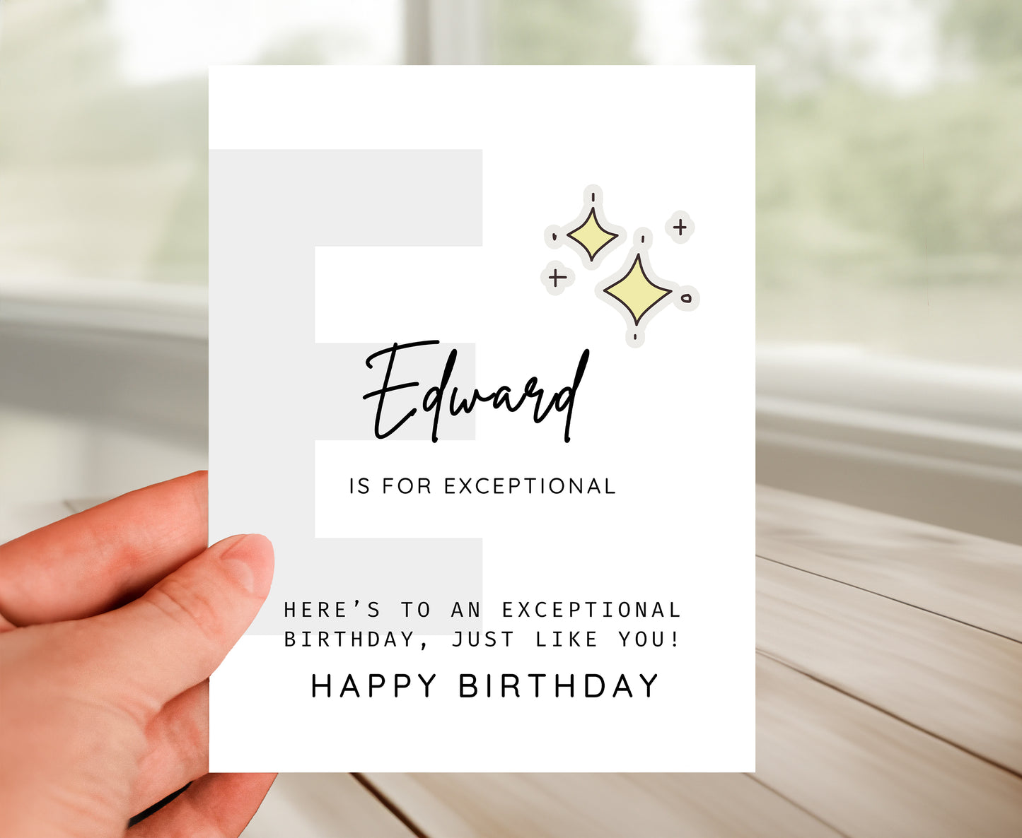 Personalized Birthday Card, Letter E Monogram
