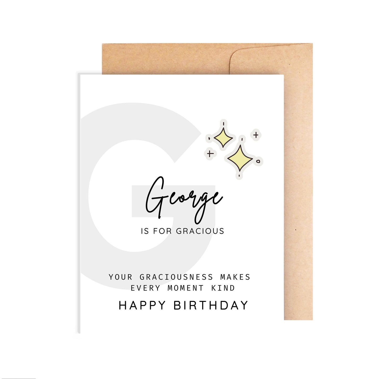Personalized Birthday Card, Letter G Monogram