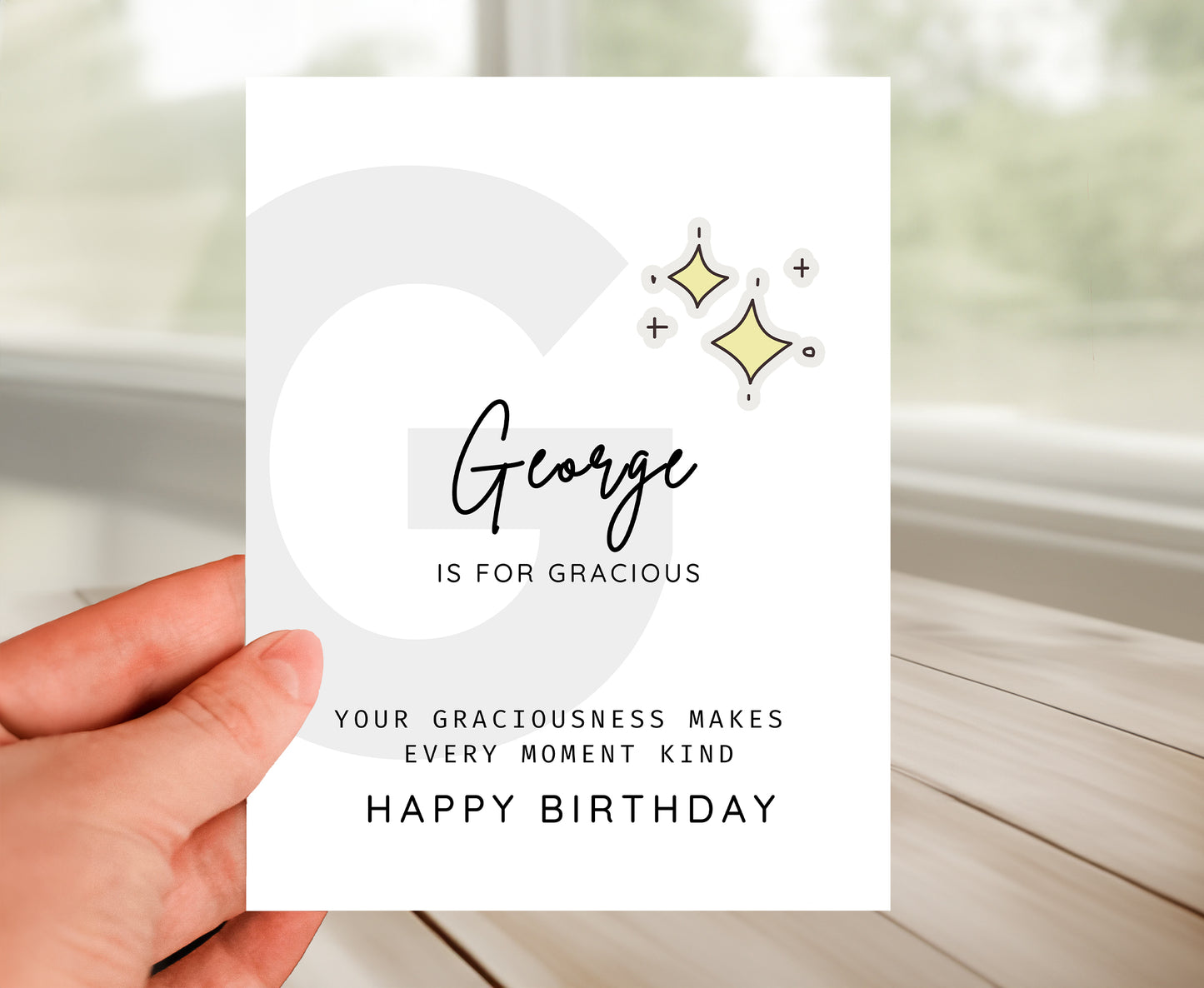 Personalized Birthday Card, Letter G Monogram