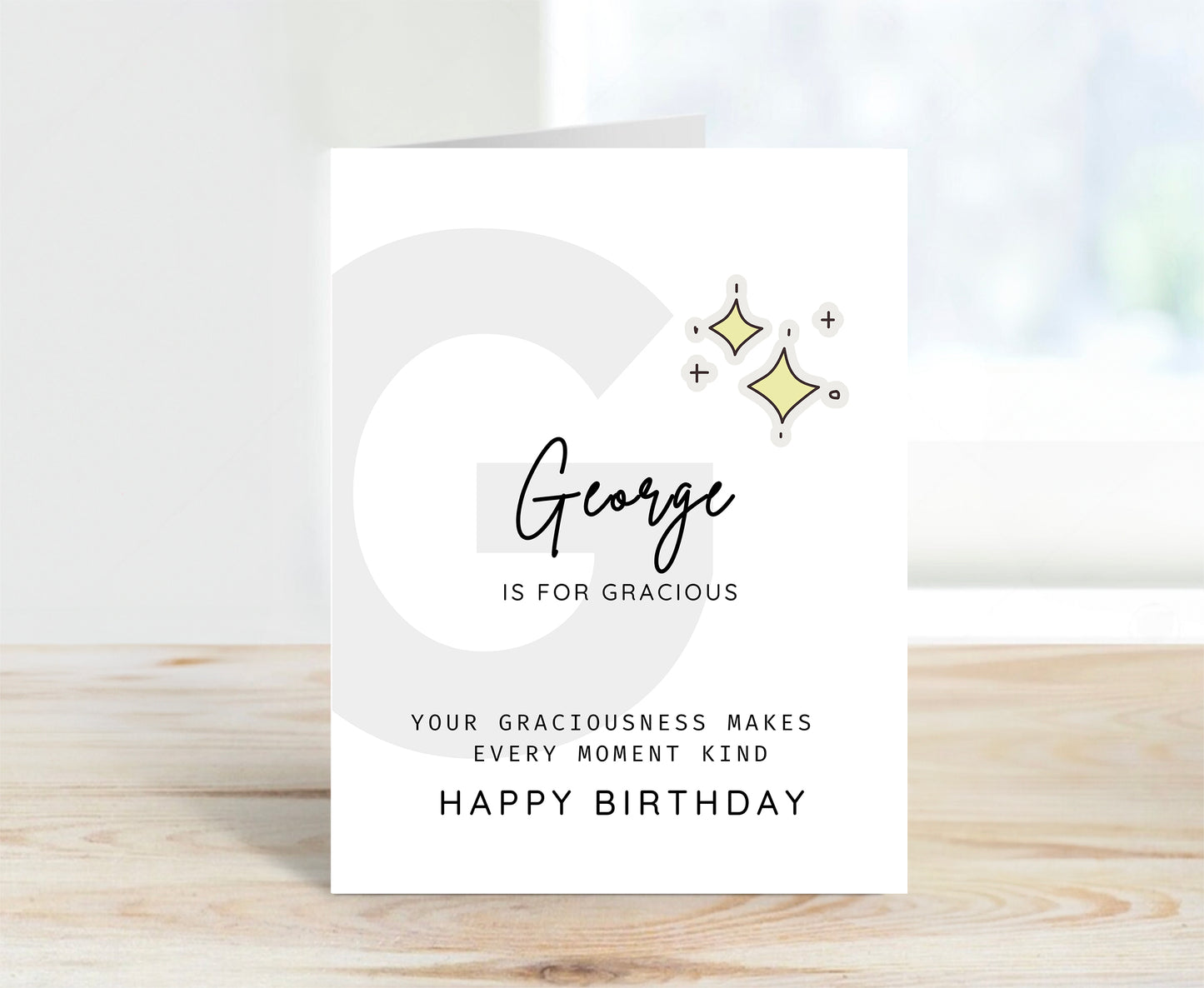 Personalized Birthday Card, Letter G Monogram