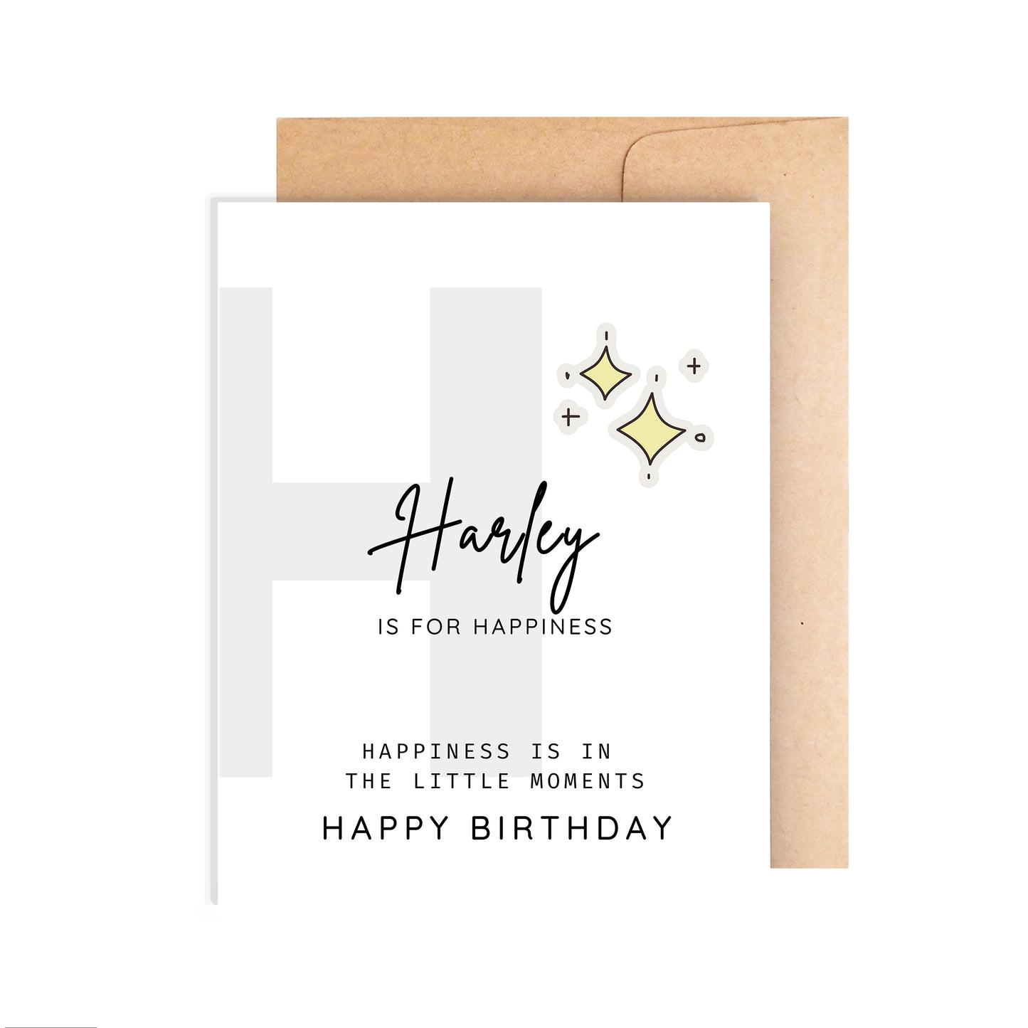 Personalized Birthday Card, Letter H Monogram