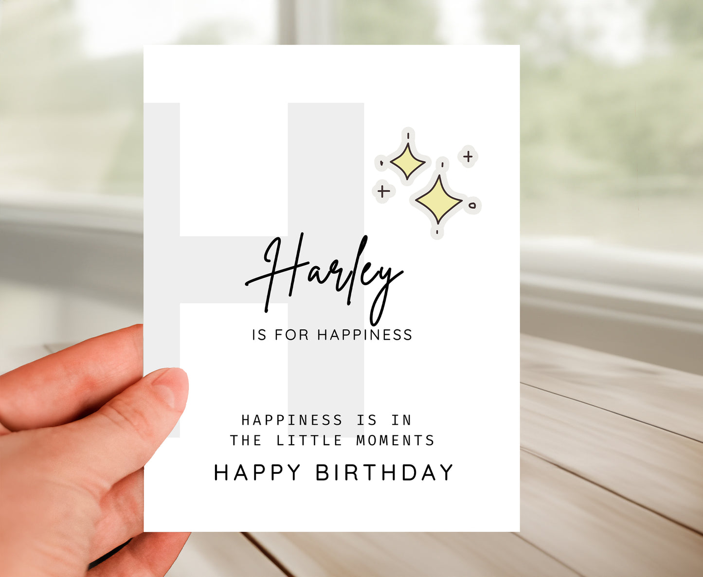 Personalized Birthday Card, Letter H Monogram
