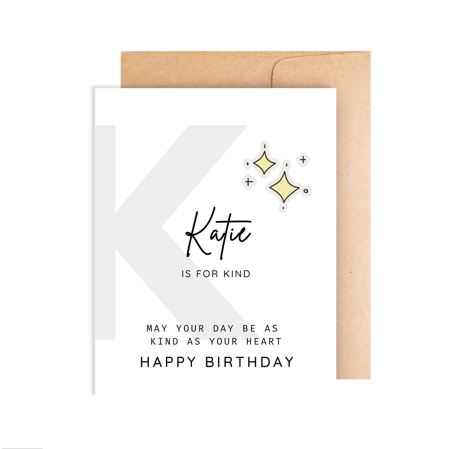 Personalized Birthday Card, Letter K Monogram