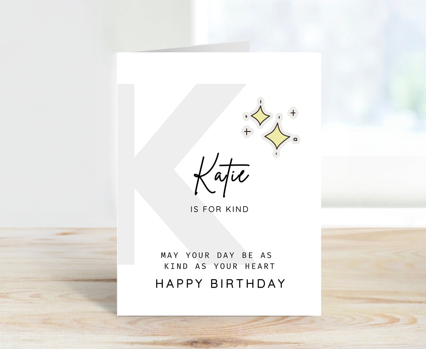 Personalized Birthday Card, Letter K Monogram