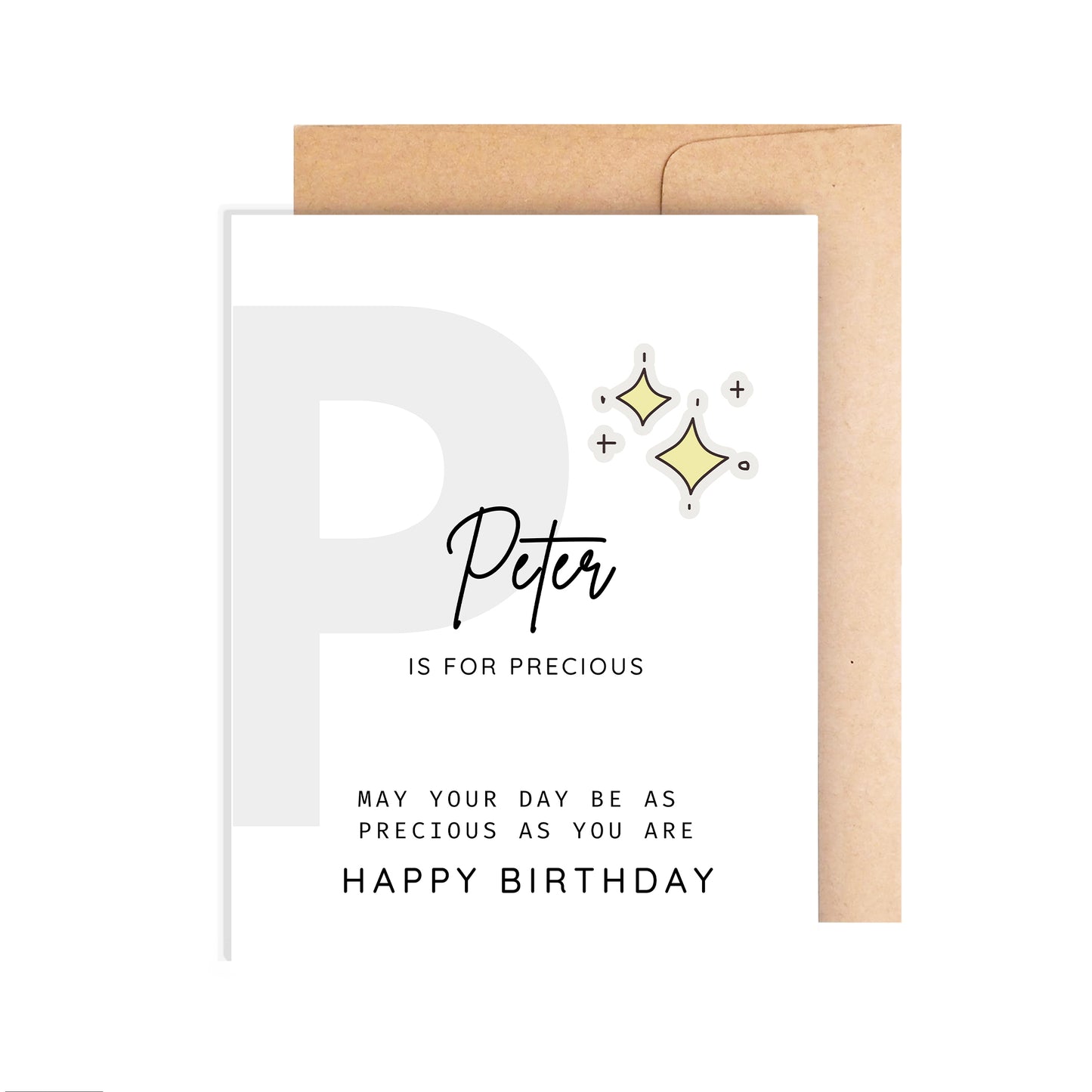 Personalized Birthday Card, Letter P Monogram
