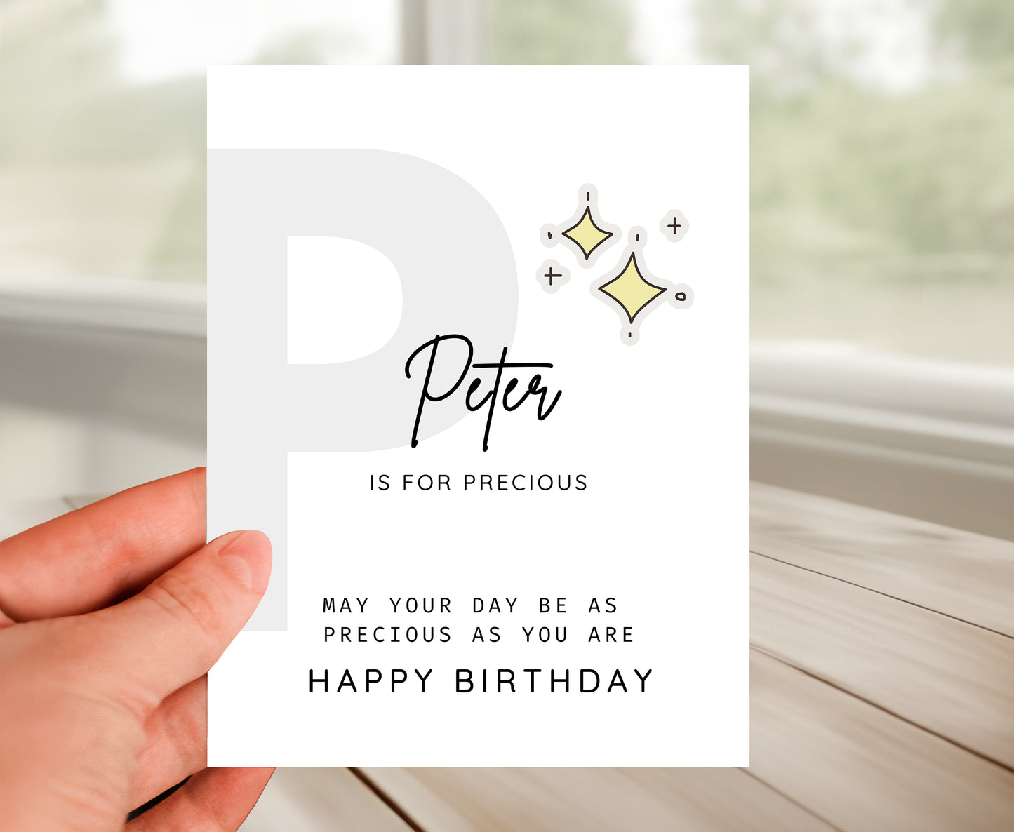 Personalized Birthday Card, Letter P Monogram