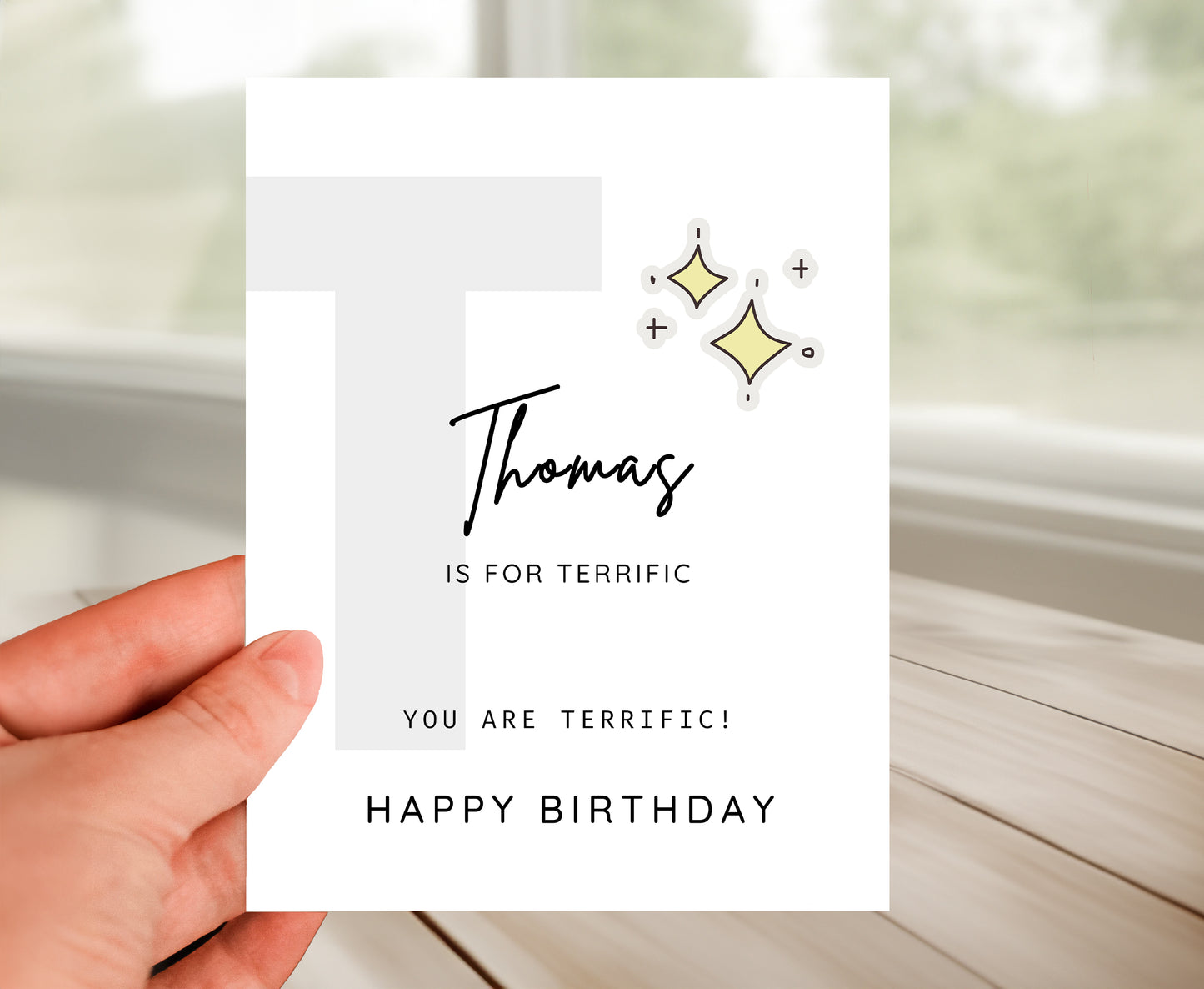 Personalized Birthday Card, Letter T Monogram