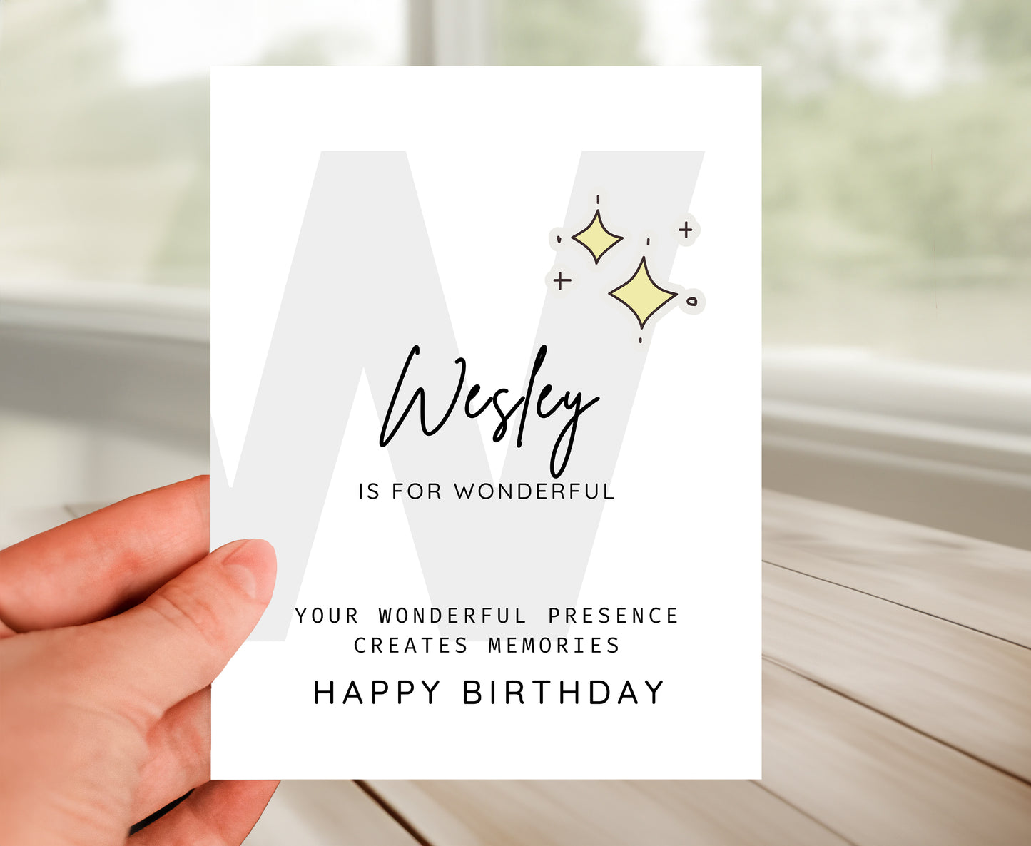 Personalized Birthday Card, Letter W Monogram