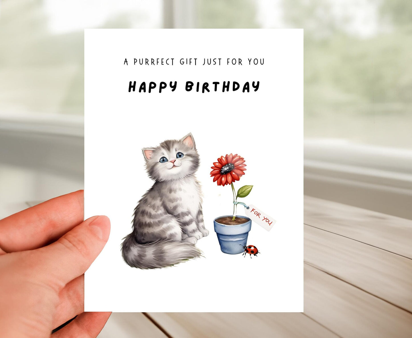 Happy Birthday Card - A Purrfect Gift
