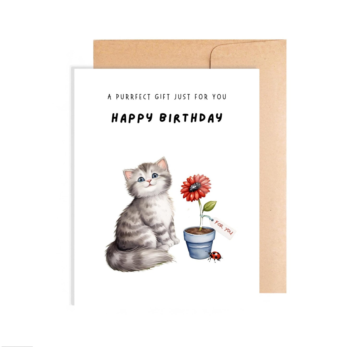 Happy Birthday Card - A Purrfect Gift