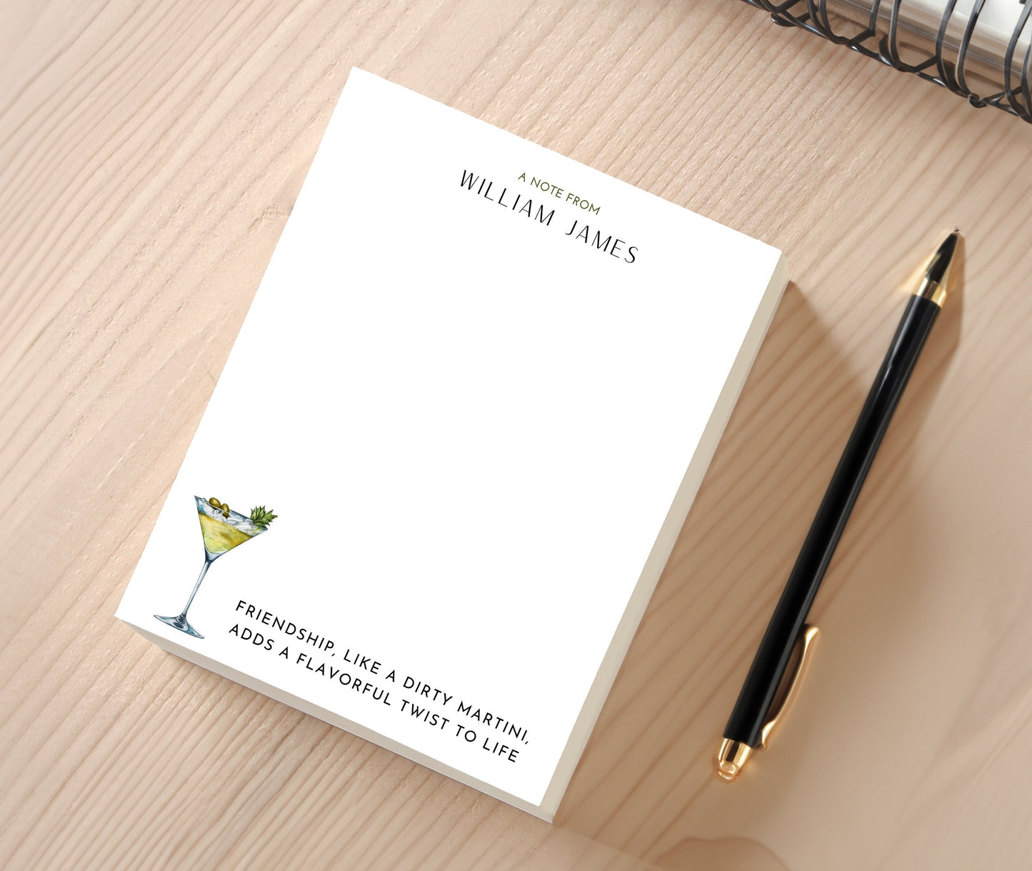 Personalized Friendship Notepad - Dirty Martini