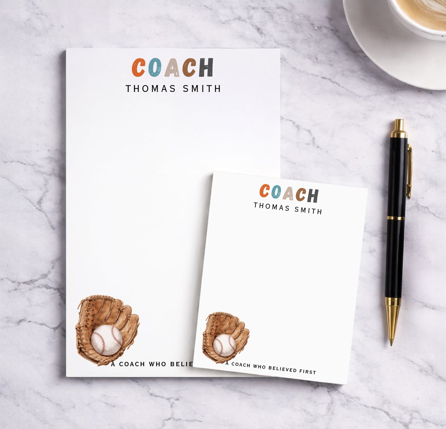 Personalized Baseball Coach Notepad