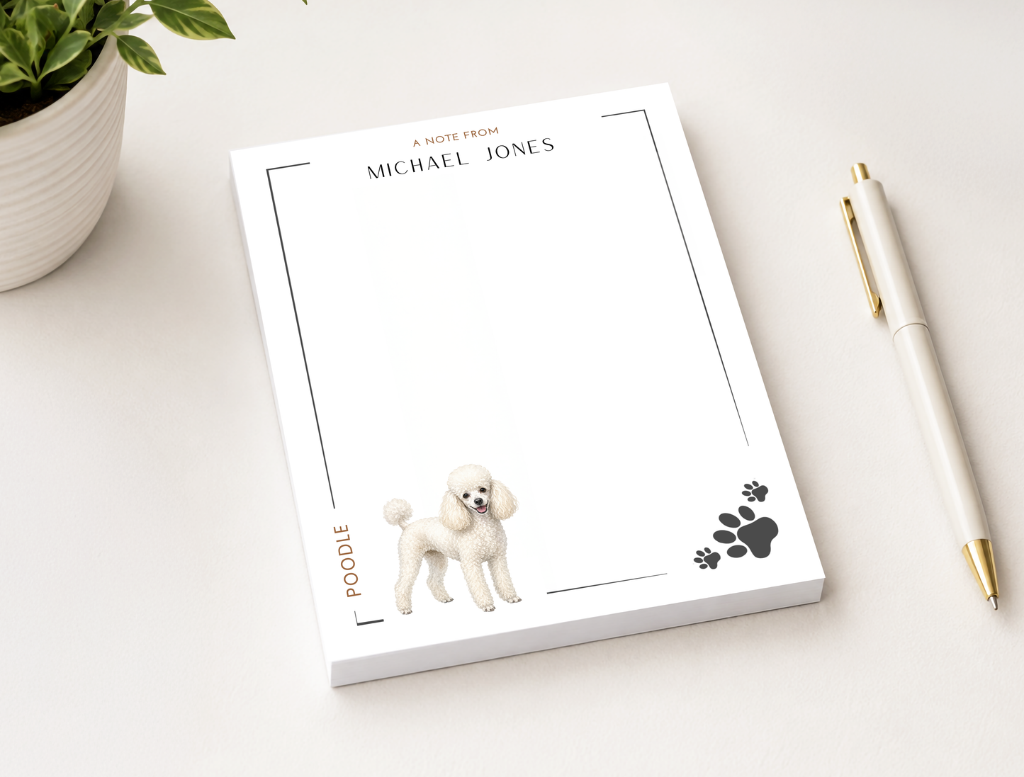 Personalized Poodle Dog Notepad