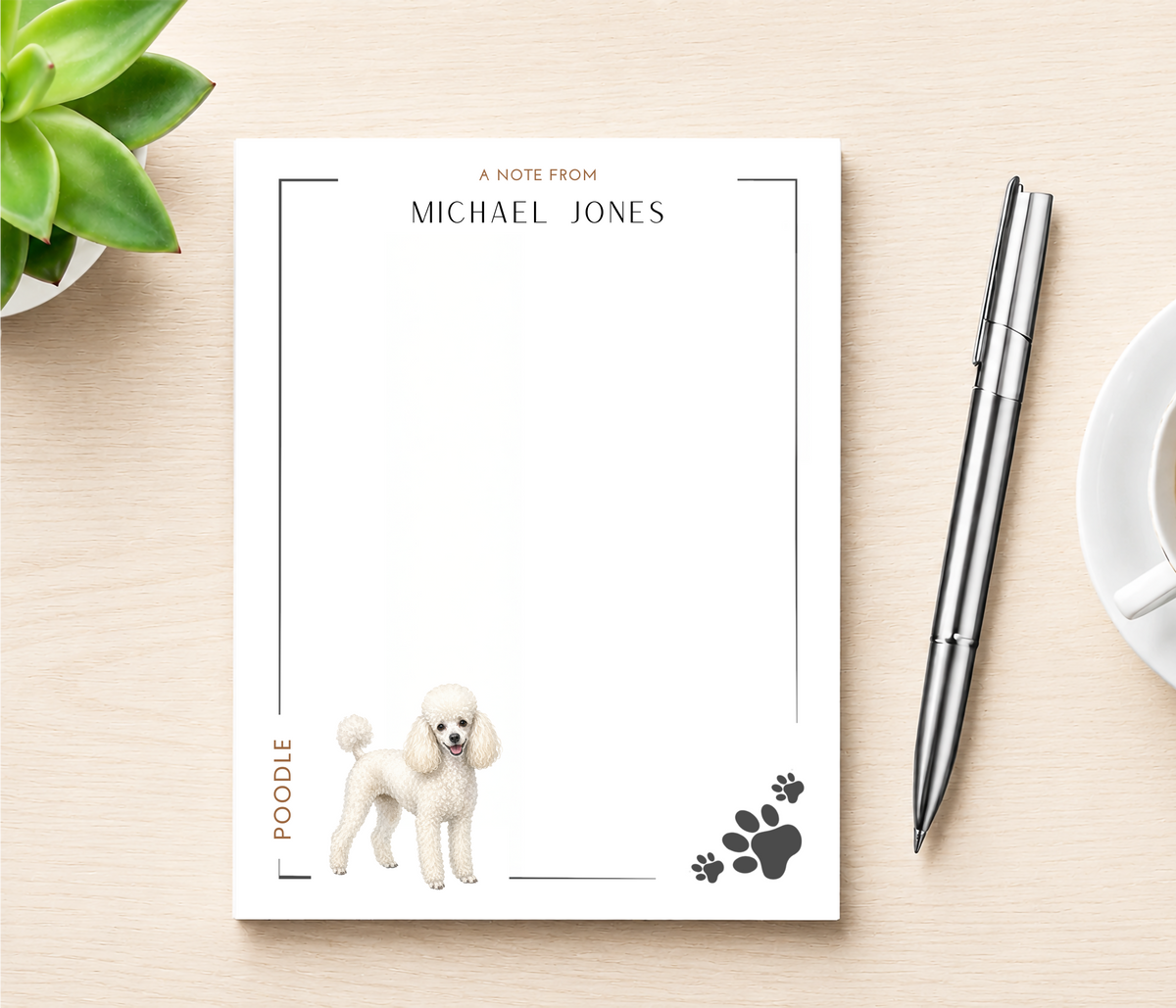 Personalized Poodle Dog Notepad