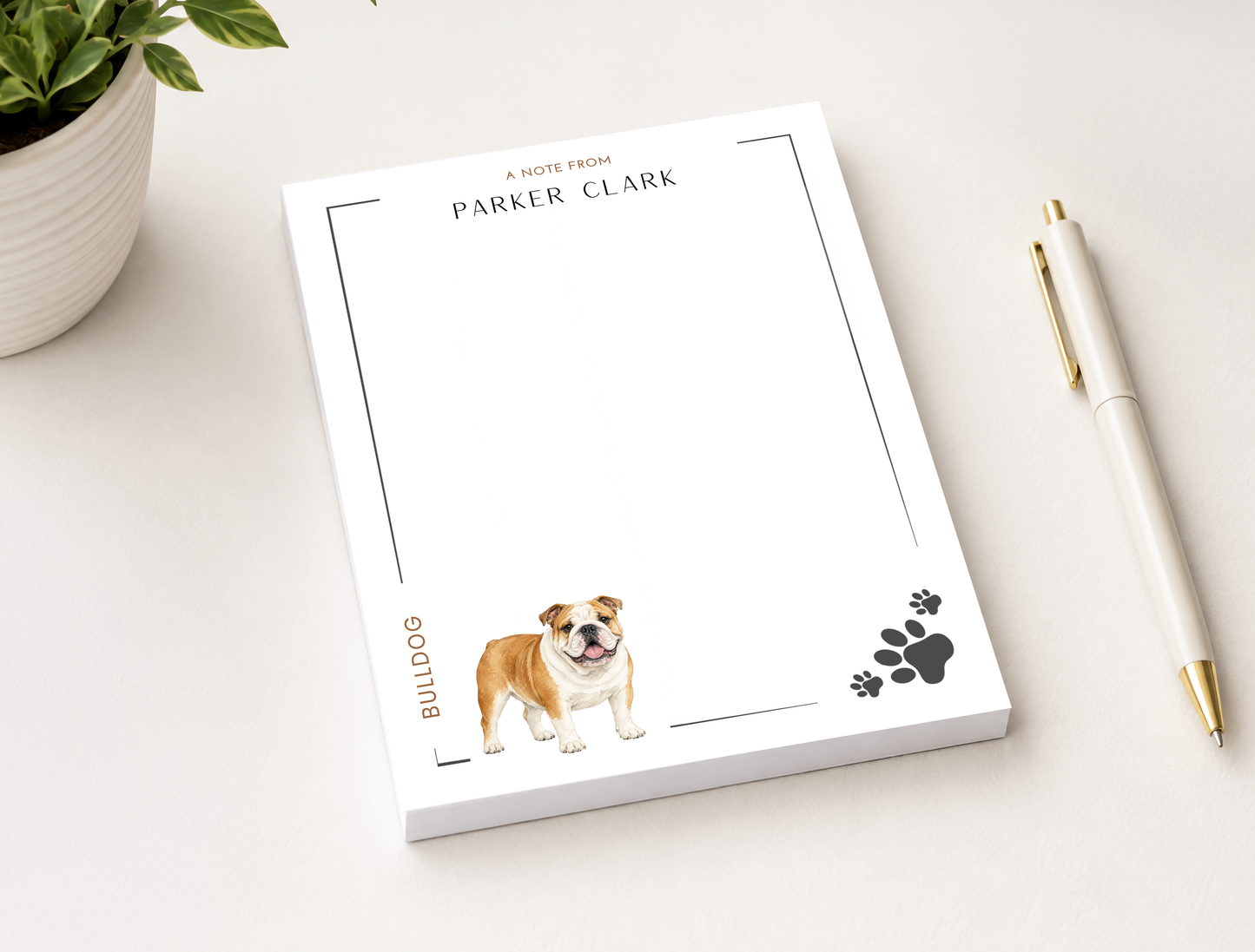 Personalized Bulldog Dog Notepad