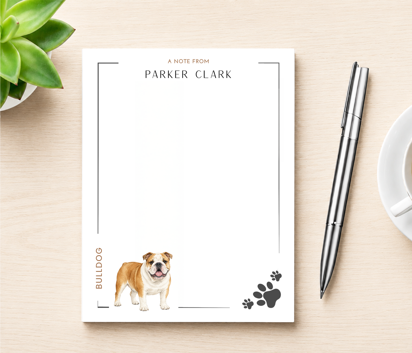 Personalized Bulldog Dog Notepad