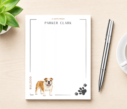 Personalized Bulldog Dog Notepad