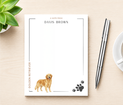 Personalized Golden Retriever Dog Notepad
