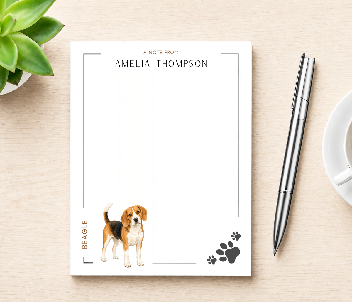 Personalized Beagle Dog Notepad