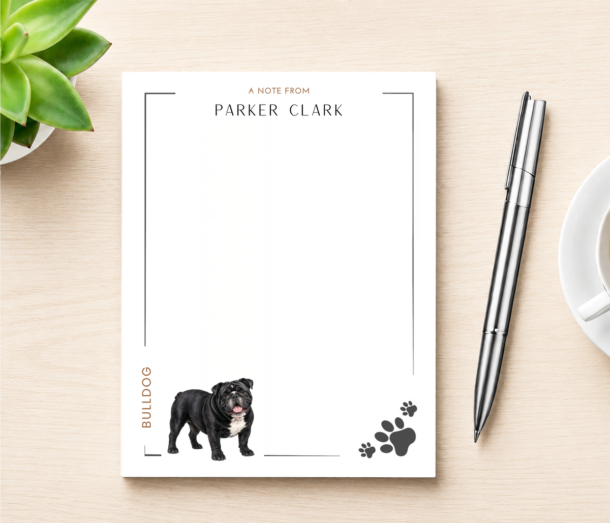 Personalized Bulldog Dog Notepad