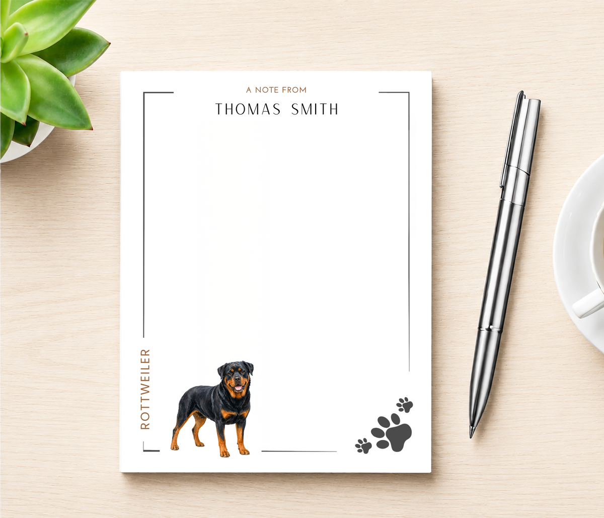 Personalized Rottweiler Dog Notepad