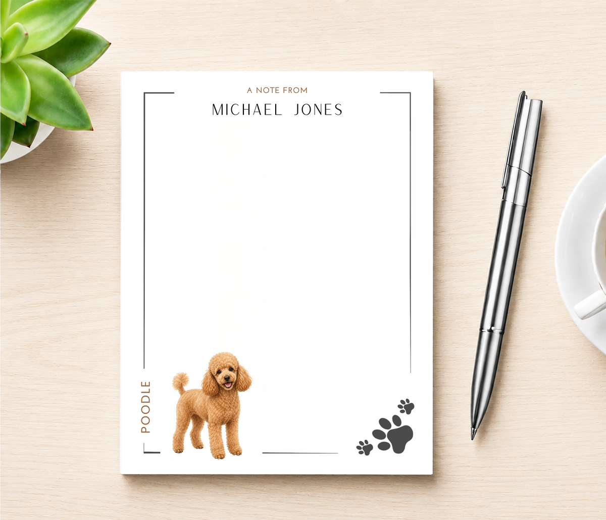 Personalized Poodle Dog Notepad