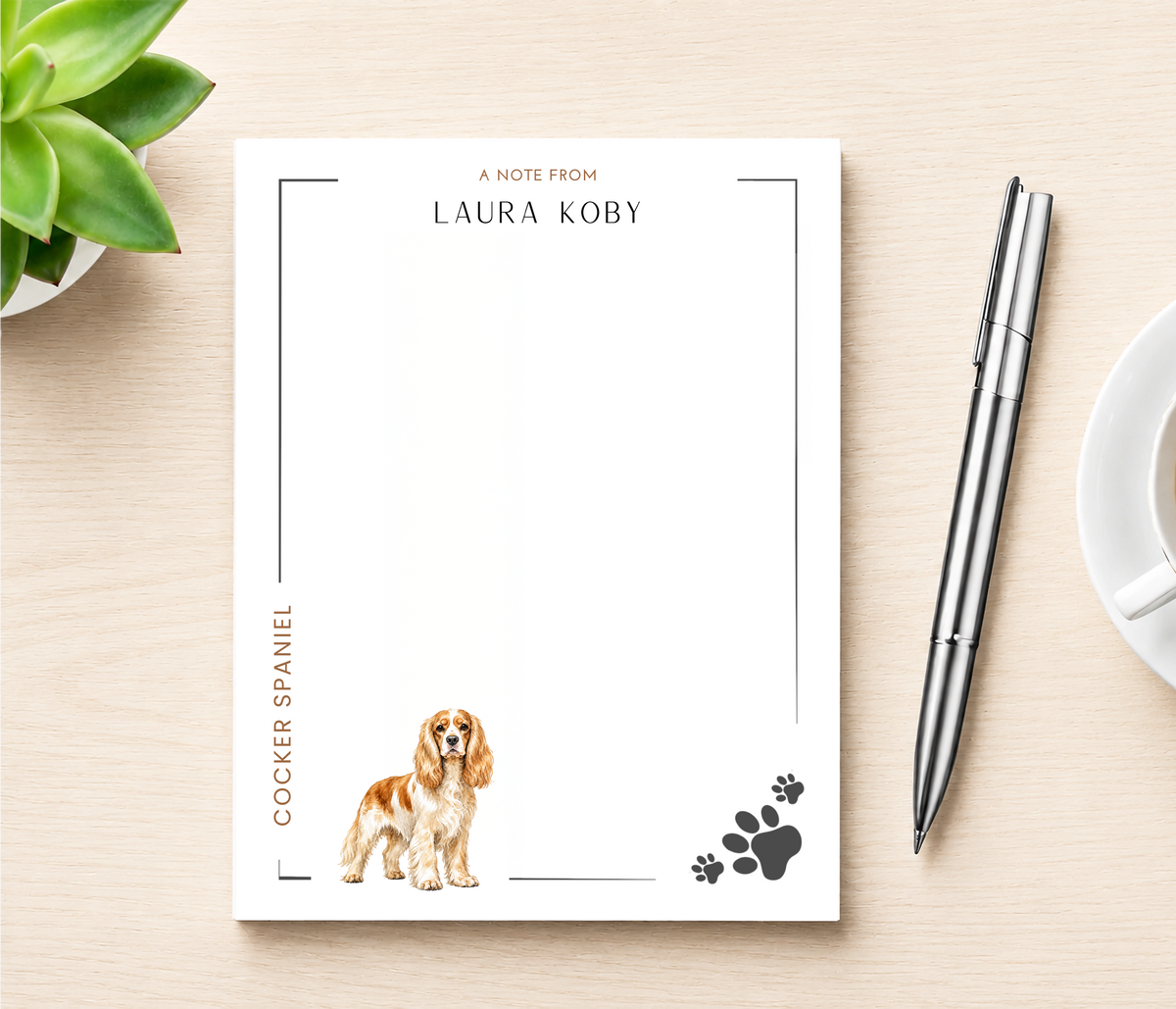 Personalized Cocker Spaniels Dog Notepad