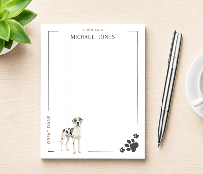 Personalized Great Dane Dog Notepad