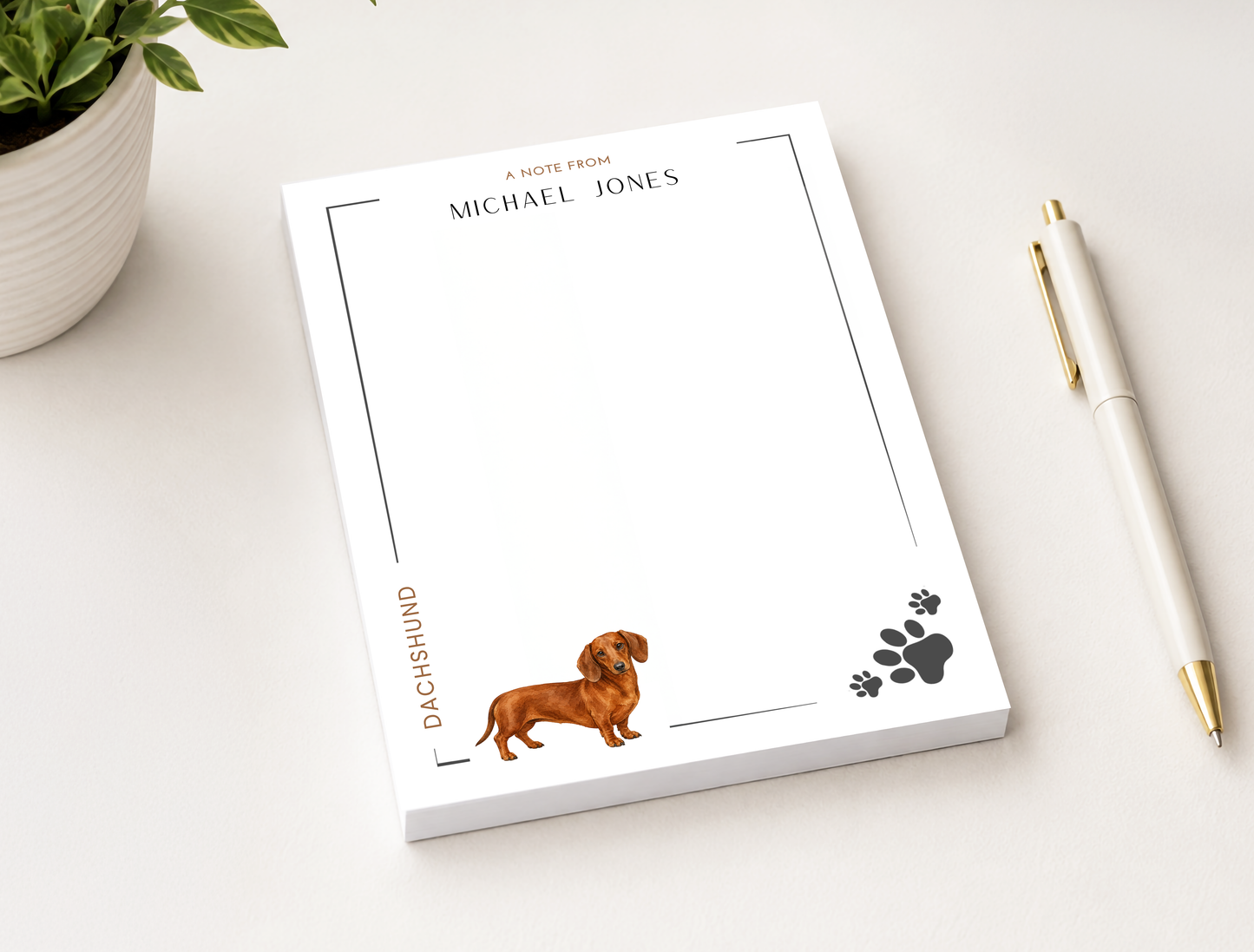 Personalized Dachshund Dog Notepad