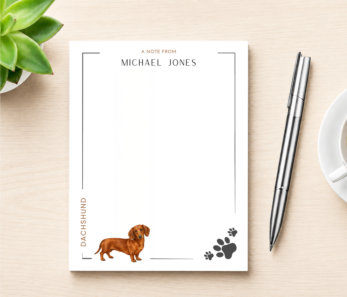 Personalized Dachshund Dog Notepad