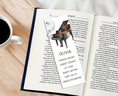 Personalized Piano Bookmark