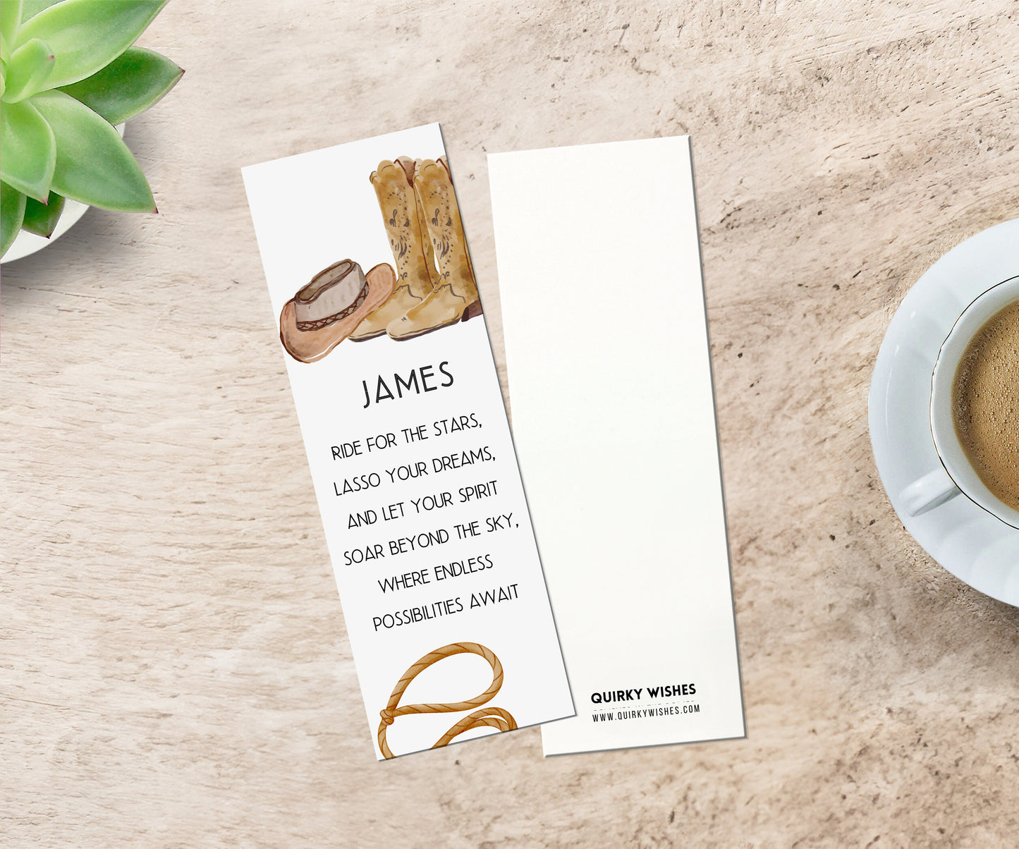 Personalized Cowboy Bookmark
