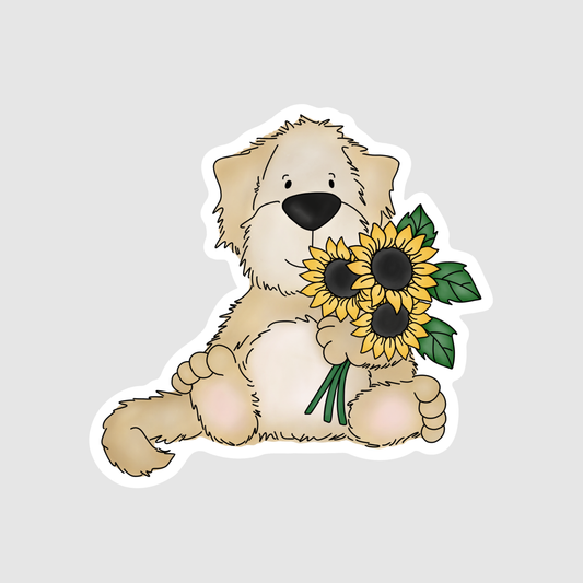 Friendly Puppy with Flower