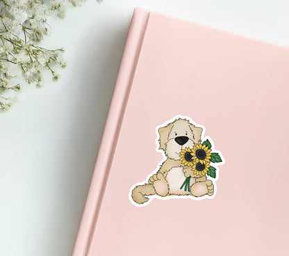 Friendly Puppy with Flower