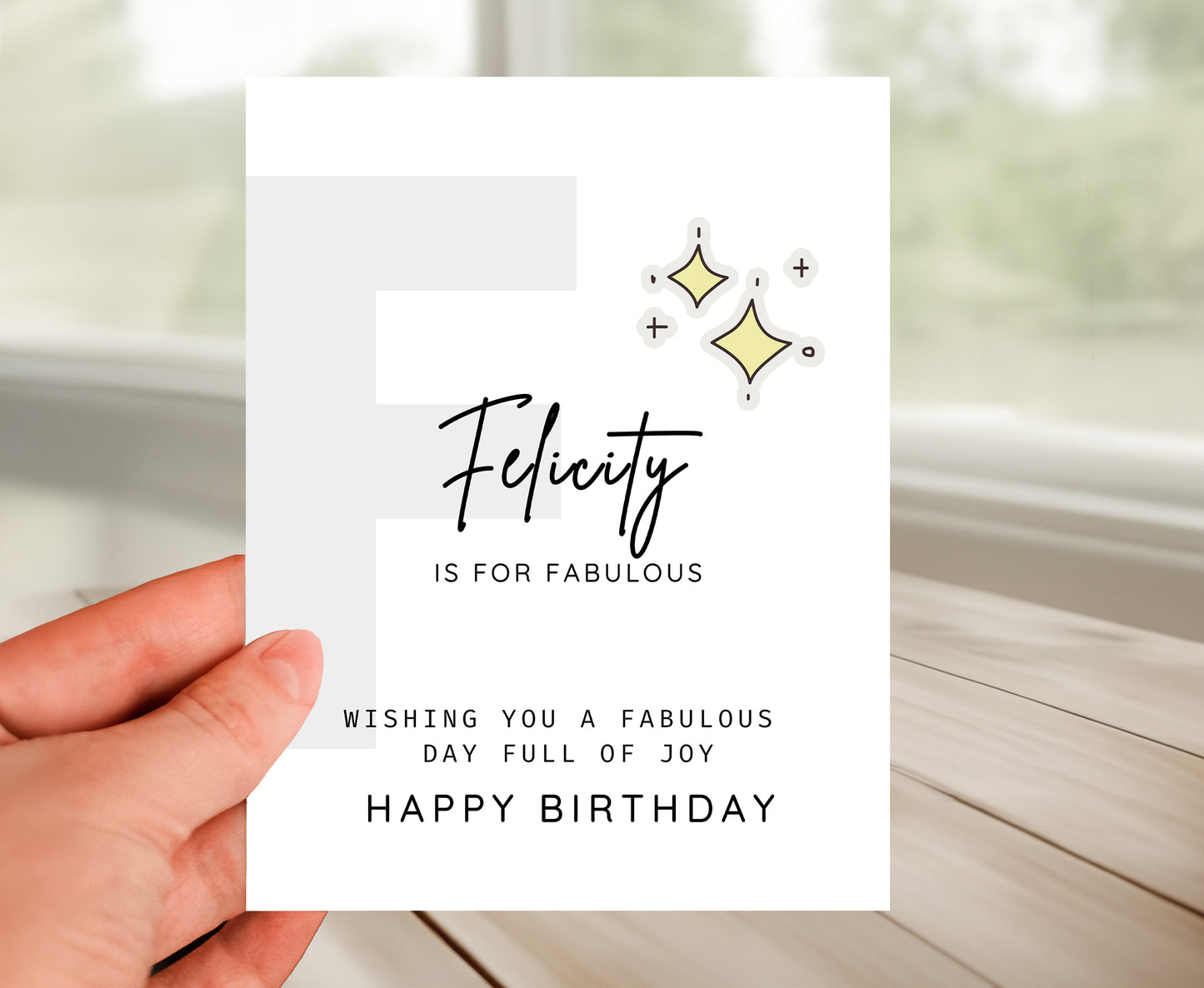 Personalized Birthday Card, Letter F Monogram