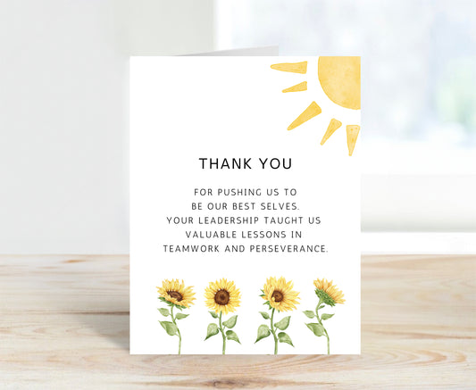 Thank You Card for Coach - Grateful for Leadership