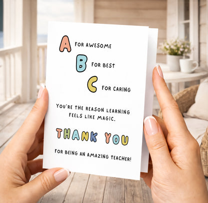 ABC Thank You Teacher Card